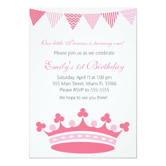 Princess Girl Birthday Party Invitation Pink