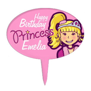 Princess girl named happy birthday cake topper