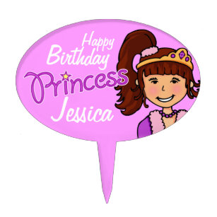 Princess girl named happy birthday cake topper