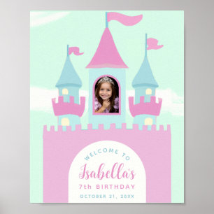 Princess Girl Photo Castle Birthday Welcome Sign