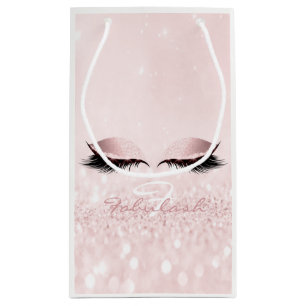 Princess Girly Glitter Makeup Lashes Monogram Name Small Gift Bag
