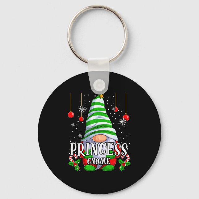 Princess Gnome Christmas Pajamas Matching Family G Key Ring (Front)