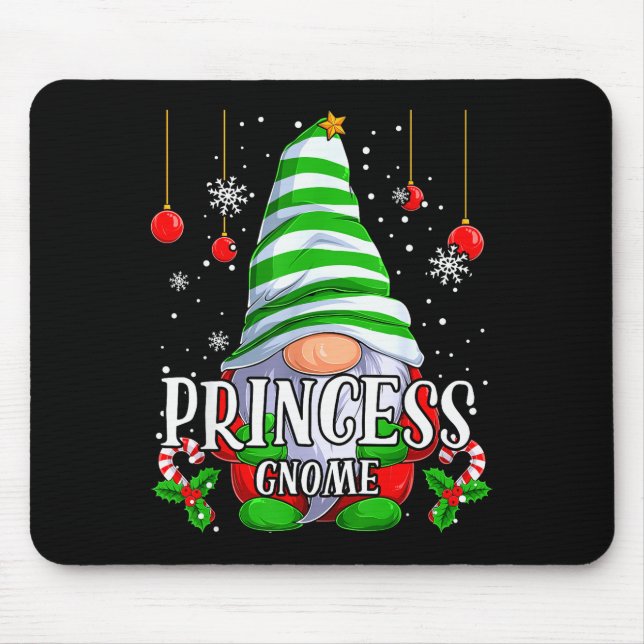 Princess Gnome Christmas Pajamas Matching Family G Mouse Mat (Front)