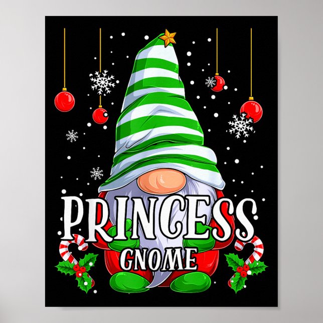 Princess Gnome Christmas Pajamas Matching Family G Poster (Front)