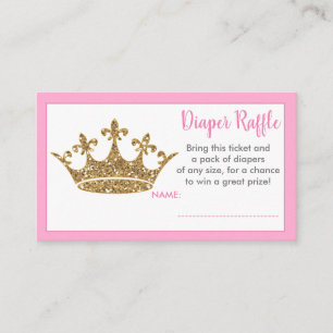 Princess gold crown diaper raffle ticket baby enclosure card