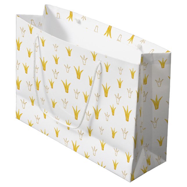 Princess Gold Crown Large Gift Bag (Front Angled)