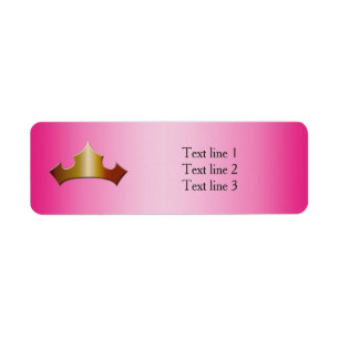 Princess Gold Crown Pink Party Address Labels