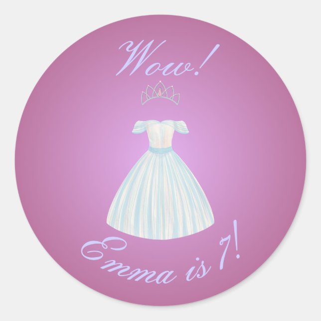 Princess Gown & Tiara Sticker Pink & Blue Gradient (Front)