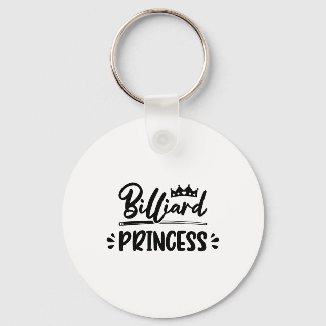Princess Graphic Pool Billard Snooker Billard Cue  Key Ring (Front)