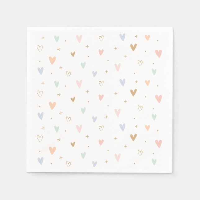 Princess Hearts Girl Birthday Party Napkin (Front)