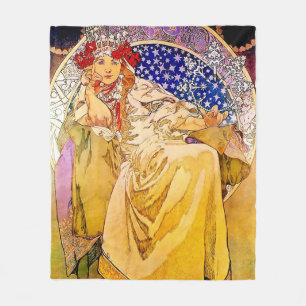 Princess Hyacinth Poster by Alphonse Mucha Fleece Blanket