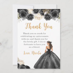 Princess in a Black Dress Quinceanera Thank You