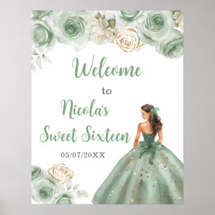Princess in a Green Dress Sweet Sixteen Welcome Poster