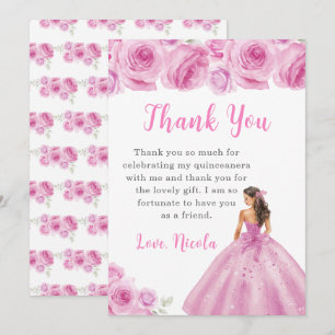 Princess in a Light Pink Quinceanera Thank You