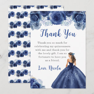 Princess in a Navy Dress Quinceanera Thank You