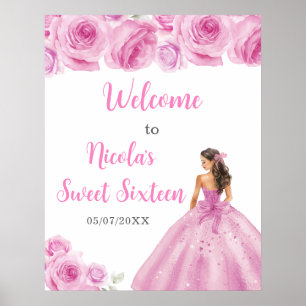 Princess in a Pink Dress Sweet Sixteen Welcome Poster