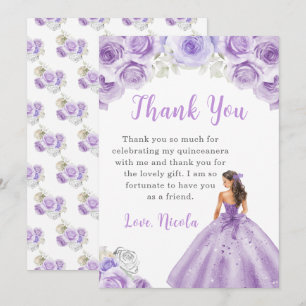 Princess in a Purple Dress Quinceanera Thank You