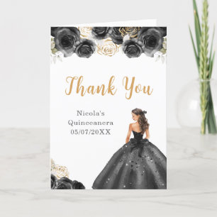 Princess in Black Dress Quinceanera Thank You