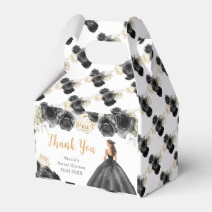 Princess in Black Dress Sweet Sixteen Thank You Favour Box