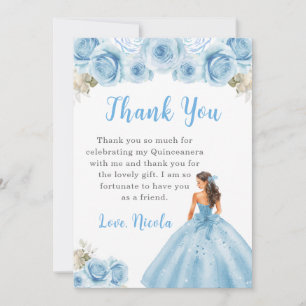 Princess in Blue Dress Quinceanera Thank You