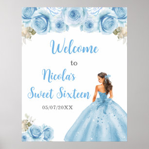 Princess in Blue Dress Sweet Sixteen Welcome Poster