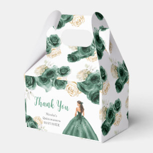 Princess in Dark Green Dress Quinceanera Thank You Favour Box