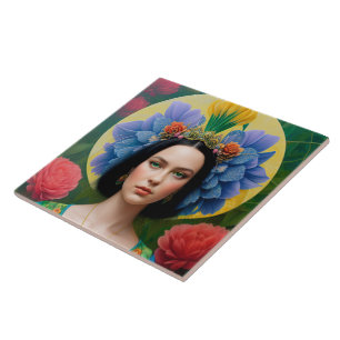 Princess in green floral dress tile