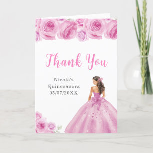 Princess in Light Pink Dress Quinceanera Thank You