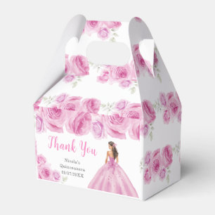 Princess in Light Pink Dress Quinceanera Thank You Favour Box
