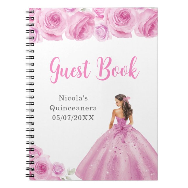 Princess in Light Pink Quinceanera Guest Book (Front)
