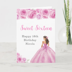 Princess in Pink Dress Sweet Sixteen Birthday Card