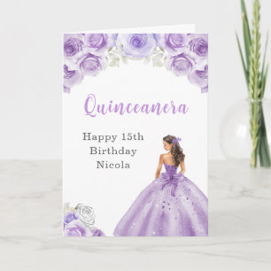 Princess in Purple Dress Birthday Quinceanera  Card