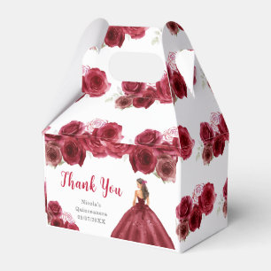Princess in Red Dress Quinceanera Thank You Favour Box