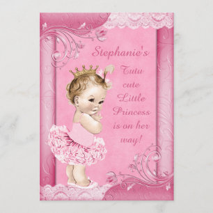 Princess in Tutu Faux Lace Baby Shower Invitation