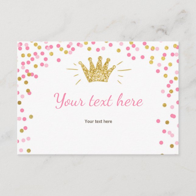 Princess Insert card Girl Pink Gold Shower (Front)
