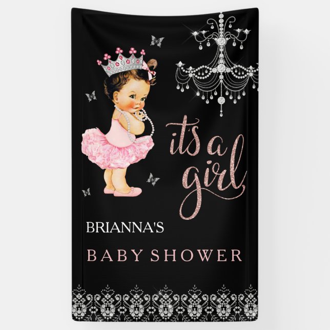 Princess It's a Girl Baby Shower Banner (Vertical)