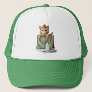 Princess Kitten in Bag with Mouse & Magazine Trucker Hat