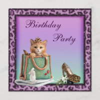 Princess Kitten Purple Faux Leopard Fur Birthday