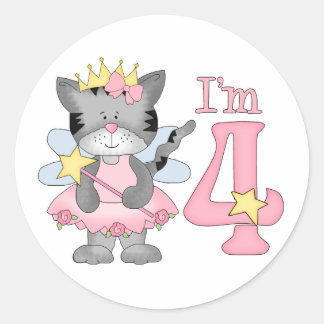Princess Kitty 4th Birthday Classic Round Sticker