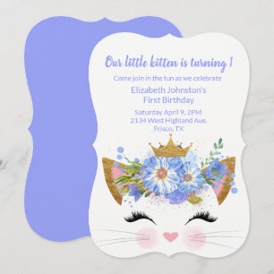 Princess Kitty Babys First Birthday Invitation