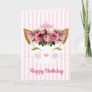 Princess Kitty Birthday Card