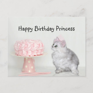 Princess kitty birthday postcard