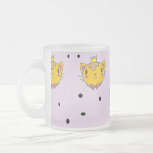 Princess kitty cat on purple frosted glass coffee mug
