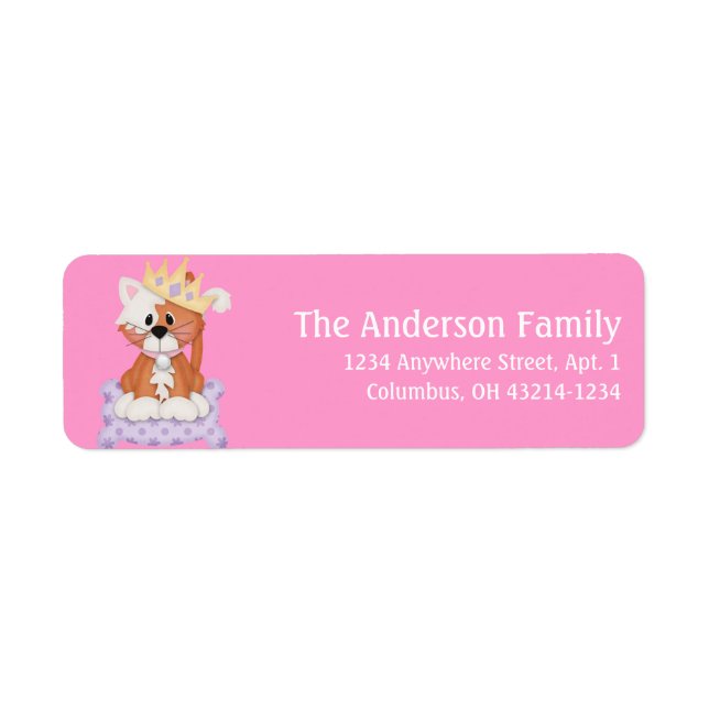 Princess Kitty Cat Return Address Labels (Front)