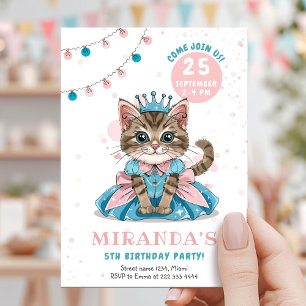 Princess Kitty Girl Birthday Party Invitation