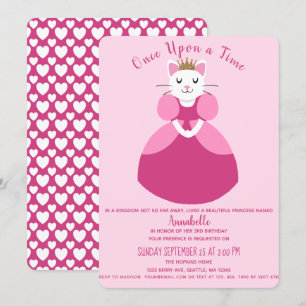 Princess Kitty Kids Birthday Invitation