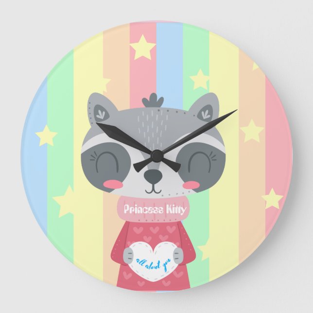 Princess Kitty Round Acrylic Wall Clock (Front)