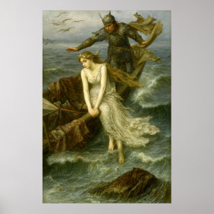 Princess & Knight At Sea Medieval Fantasy Art Poster