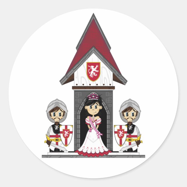 Princess & Knights at Mini Castle Sticker (Front)
