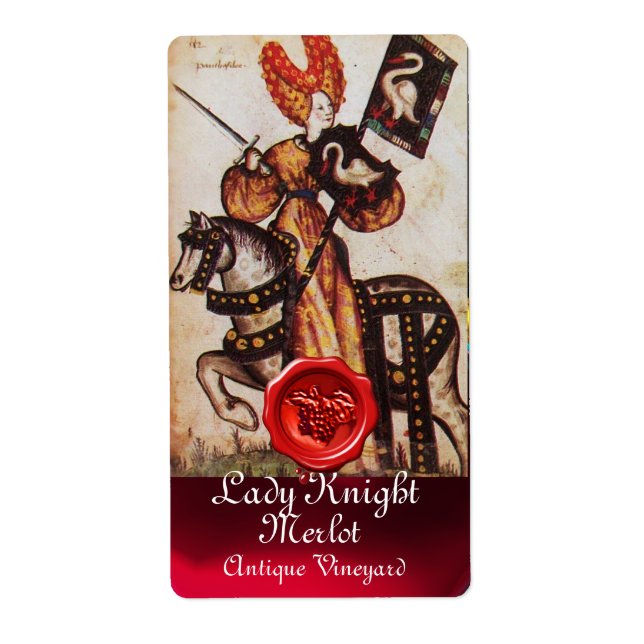 PRINCESS LADY KNIGHT WINE LABEL ,RED WAX SEAL (Front)